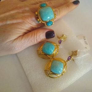 Designer silver semiprecious stones set